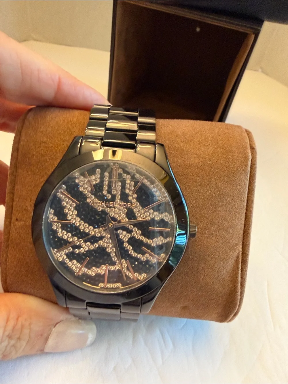 Michael Kors Gunmetal Zebra Crystals Watch